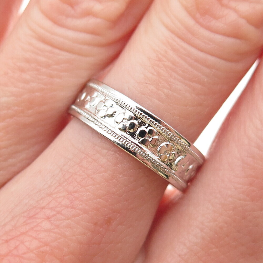 J.D. Schlang Co. Sterling Silver Vintage Forget Me Not Floral Band Ring Size 8